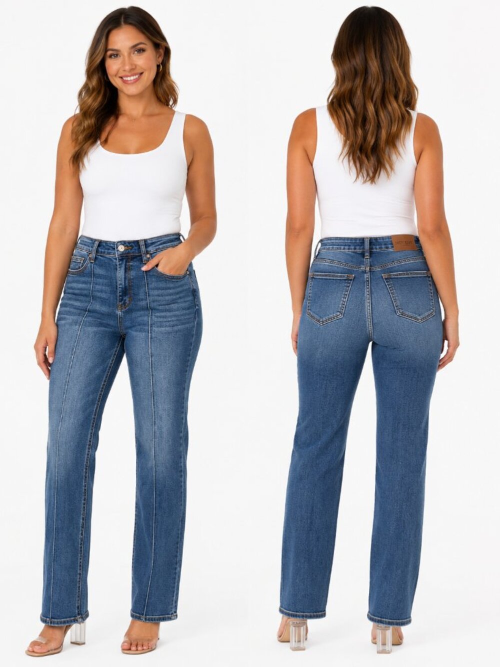 Judy Blue Straight Fit Front Seam Jeans Medium Wash Stretch Denim 9/29